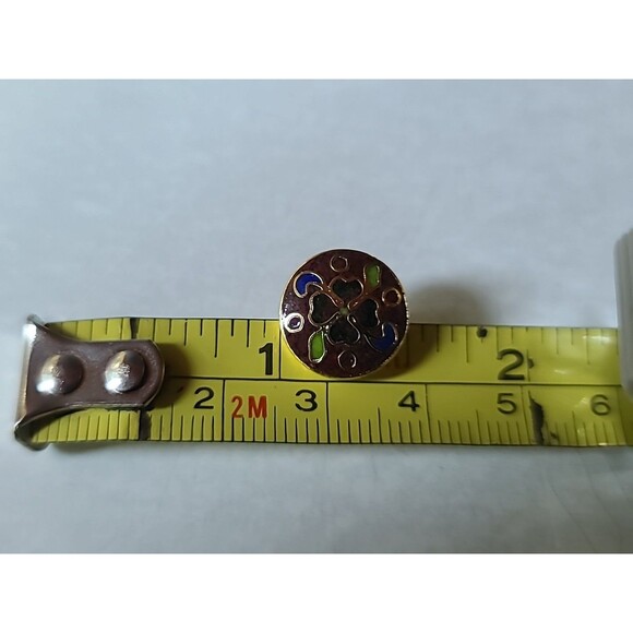 Cloisonne Enamel Floral Circular Stud Earrings Vintage, READ - Picture 8 of 10